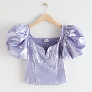 &Other Stories METALLIC PUFF SLEEVE TOP